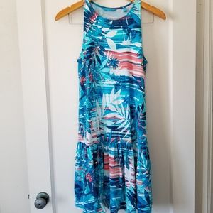 Tori Richards blue tropical sleeveless tank dress